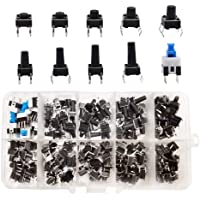 YIXISI 180pcs Interruptor de Boton Momentaneo Tactil- uego de interruptores momentáneos de 4 pines con botón pulsador y…